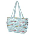 thumbnail image 2 of FORMRS Tote Bag for Women Quilted Large Capacity Travel Work Carry On Shoulder Handbag, Blue Trains Pattern, 2 of 7