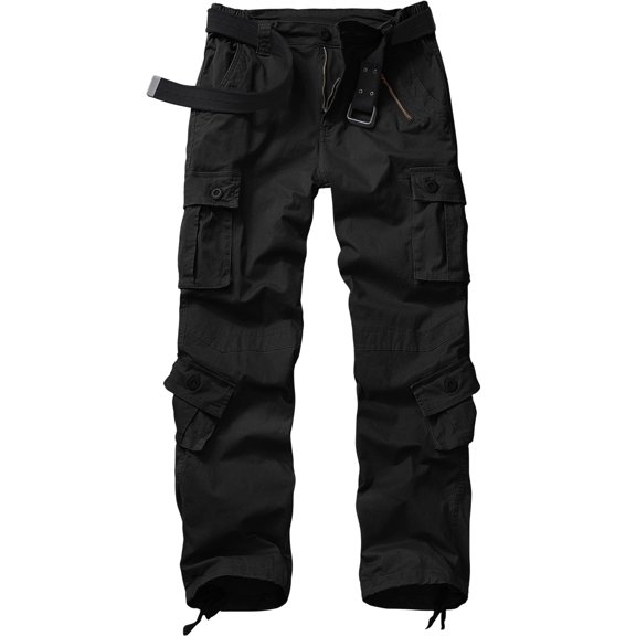 TRGPSG Women's Cargo Pants with 8 Pockets Cotton Casual Work Pants Y2k Camo Cargo Pants(No Belt),Black 12