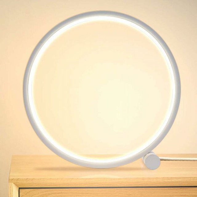 Lámpara de noche Lámpara de mesa táctil regulable LED, 3 colores, 10 brillos, diseño circular moderno, material metálico, lámpara de lectura de escritorio para dormitorio