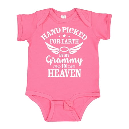 

Inktastic Handpicked for Earth by My Grammy in Heaven with Angel Wings Gift Baby Boy or Baby Girl Bodysuit