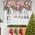 thumbnail image 3 of Merry Christmas Tie Up Valances Curtain, Xmas Santa Poinsettia Holly Bowknot Wood Grain Adjustable Rod Pocket Short Window Treatment Tie Up Curtains Valances for Kitchen Living Room Bathroom 42x18 In, 3 of 9