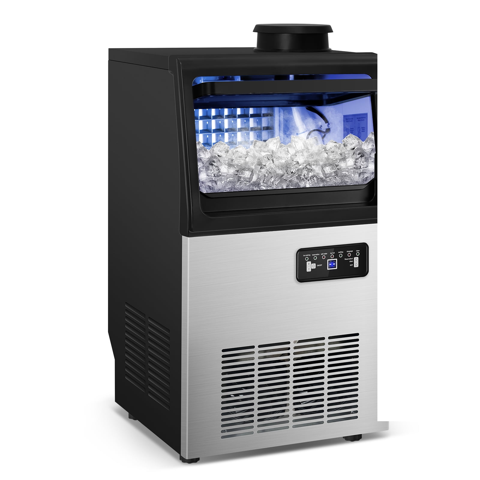 TITTLA Commercial Ice Maker 88Lbs/24H,Freestanding Built-in Ice Machine with 15 lbs Storage,4x9 Cubed Ice,Stainless Steel