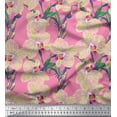 thumbnail image 1 of Soimoi Rayon Fabric Leaves & Orchids Floral Decor Fabric Printed Yard 56 Inch Wide, 1 of 1