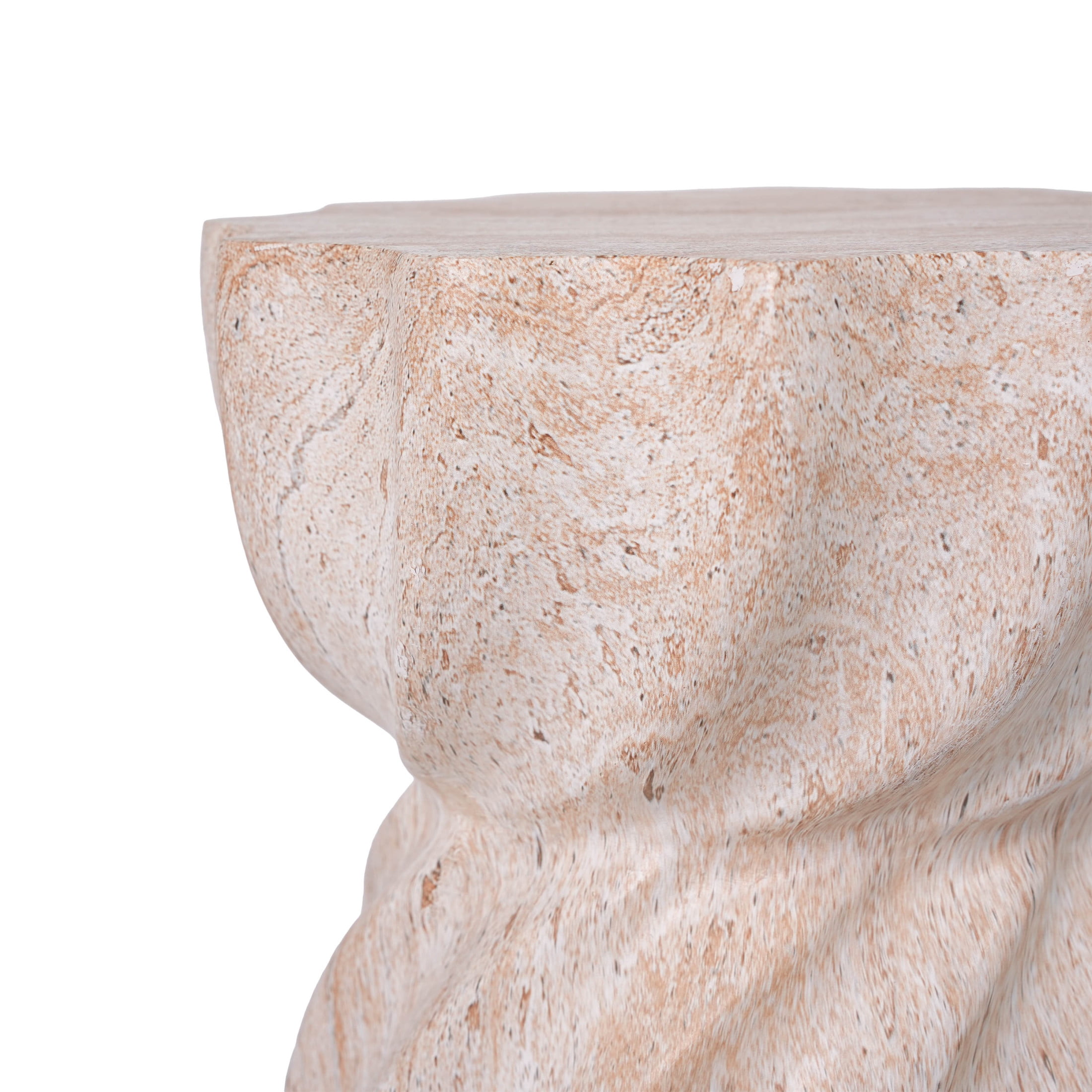 Christopher Knight Home 19" Indoor Outdoor Lightweight Concrete Hourglass Accent Side Table, Beige Marble