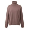 thumbnail image 5 of Gyexs Fall Sweaters for Women Casual Long Sleeve Crewneck Pullover Tops Fall Loose Knit Pullover Sweater Tops Womens Winter Clothes, Brown, Size M, 5 of 6