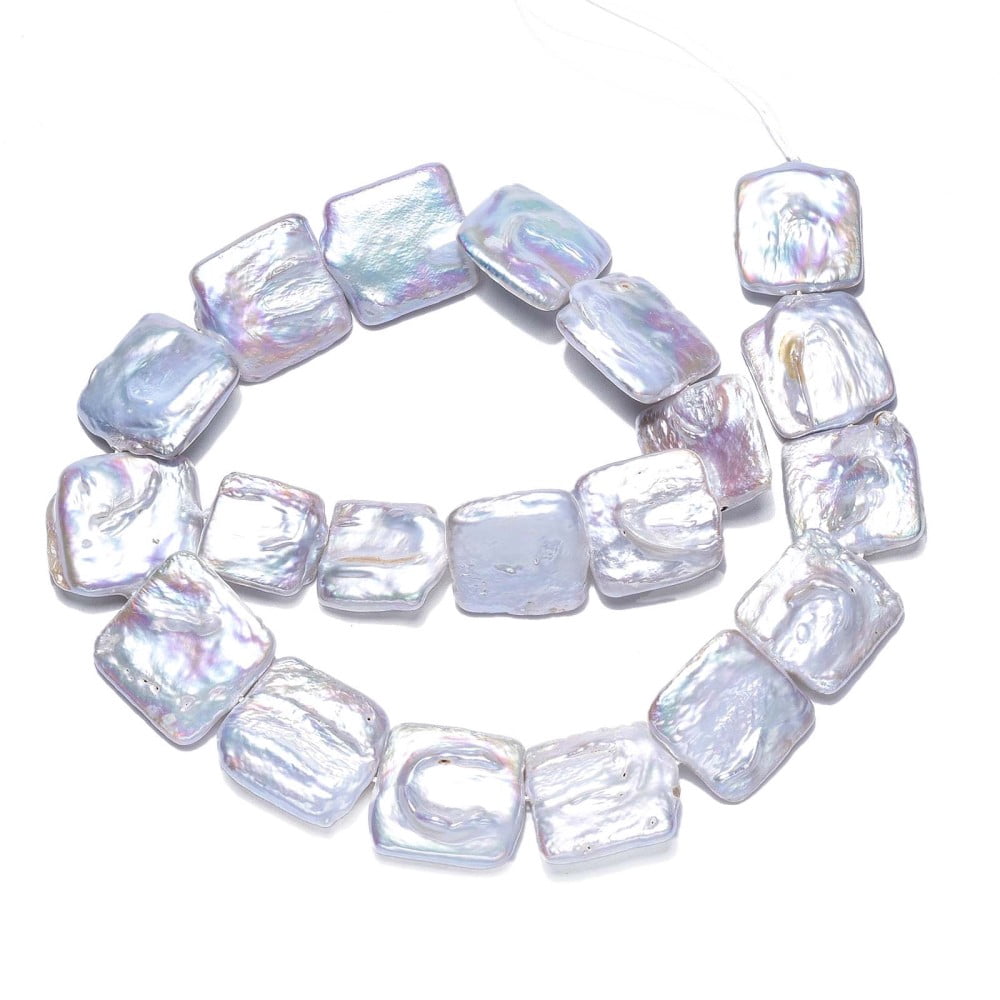 1Strand Natural Keshi Pearl Beads Strands Cultured Freshwater Pearl Square Lavender 16.5~32x16~22.5x3.5~9mm Hole: 0.7mm about 15~20pcs/strand 15.39 inch~15.87 inch(39.1~40.3cm)