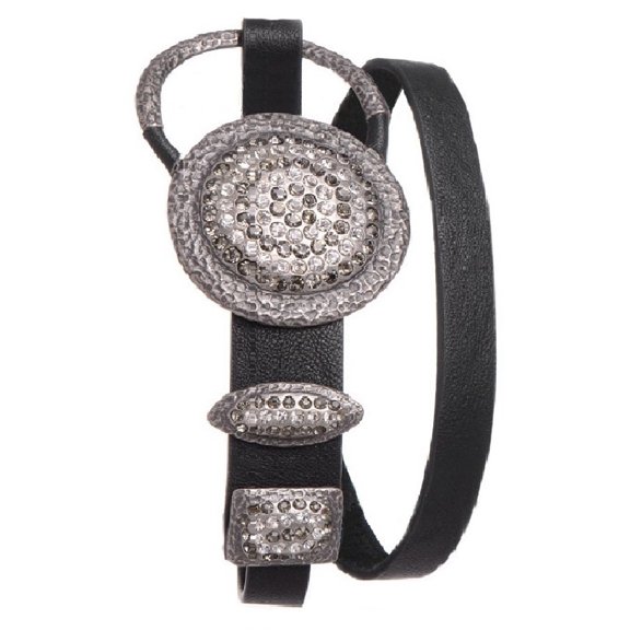 Nomad Creek Women's Rhinestone Studded Buckle Skinny Leather Belt