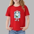 thumbnail image 1 of Blusas y camisas de manga corta con cuello redondo para niños Camiseta de verano de manga corta estampada para niñas Jersey elegante de cuello redondo para niñas Top de algodón para niños, 1 of 6