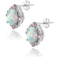 thumbnail image 2 of 2.86 Carat T.G.W. Created Opal and Pink Sapphire Diamond Accent Sterling Silver Oval Earrings, 2 of 3