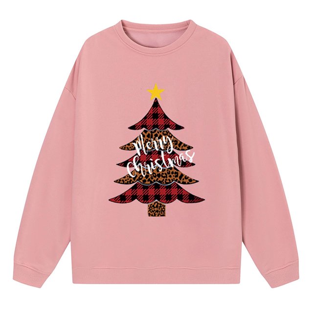 Sudadera sin estampado de Árbol de Navidad Gibobby rosa S