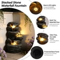 thumbnail image 3 of 25.6" Tall Outdoor Water Fountain,6-Tier Cascading Rock Waterfall with LED Lights,Freestanding Resin Indoor Outdoor Zen Garden Fountain for Patio,Backyard,Relaxing Decor,Gray, 3 of 8