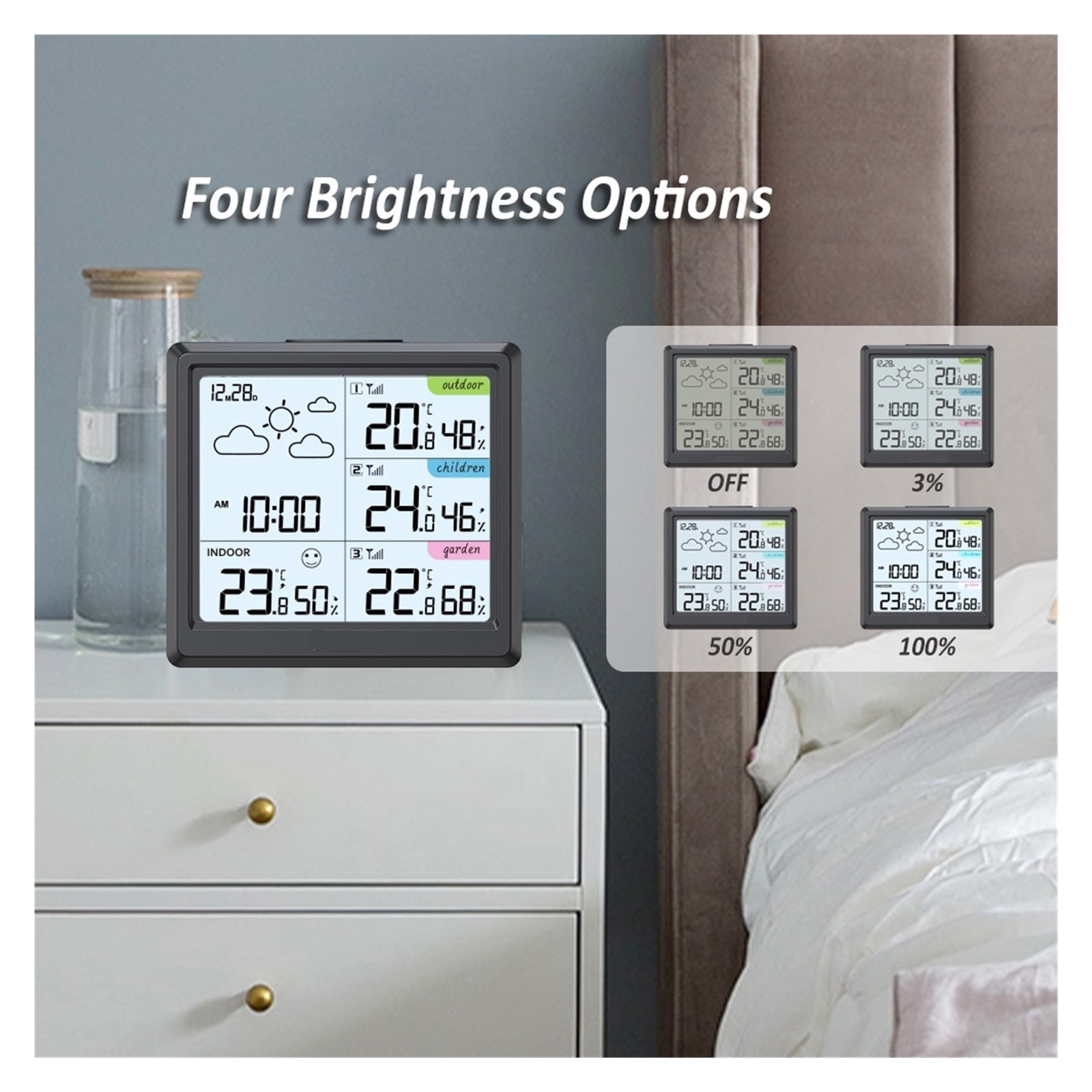 Wireless Weather Station with 3 Remote Sensors, Multi-Zone Digital Monitor