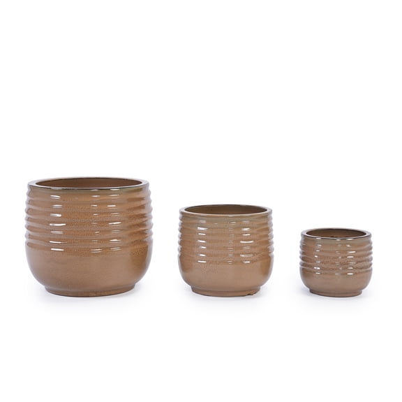 MAYEERTY 3 Pack Ceramic Plant Pots, Planter for Indoor Outdoor Patio, Garden, Antique Bronze