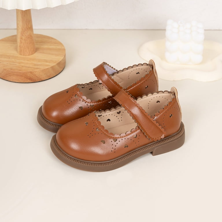 NOLDARES Toddler Flower Girl Dress Shoes - Girl Ballet Flats Party School  Shoes Wedding(Brown,7) - Walmart.com