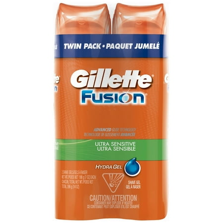 Body Essentials Shave Cream - Gillette Fusion Ultra Sensitive Hydra Gel Men's Shave Gel Twin Pack, 14oz