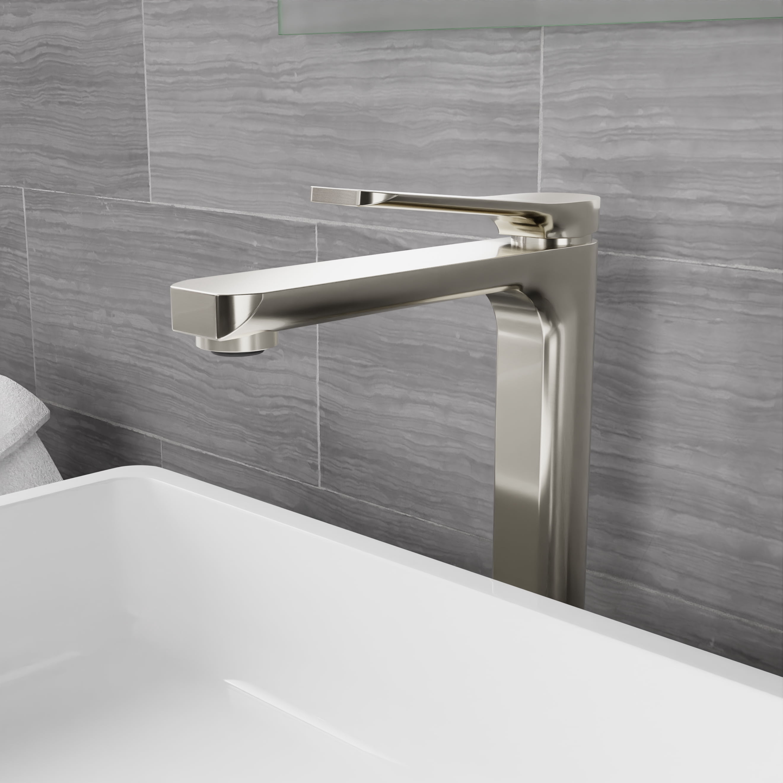 ANZZI Single Handle Single Hole Bathroom Vessel Sink Faucet With Pop-up Drain in Brushed Nickel