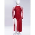 thumbnail image 2 of iixpin Kids Girls Jazz Latin Dance Performance Outfits Salsa Tango Tutu Dress Lyrical Dancewear Ballet Leotards Burgundy 10, 2 of 7