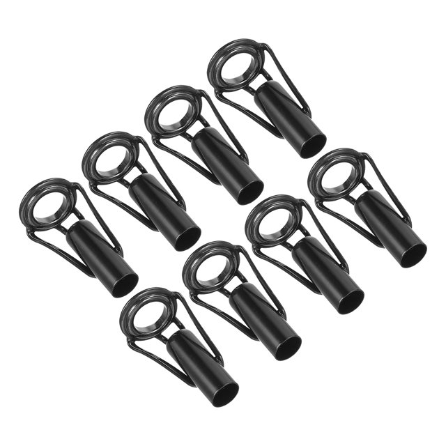 Unique Bargains 5.5mm Stainless Steel Fishing Rod Tip Repair Kit Pole Ring Guide Replacement, Black 8 Pack