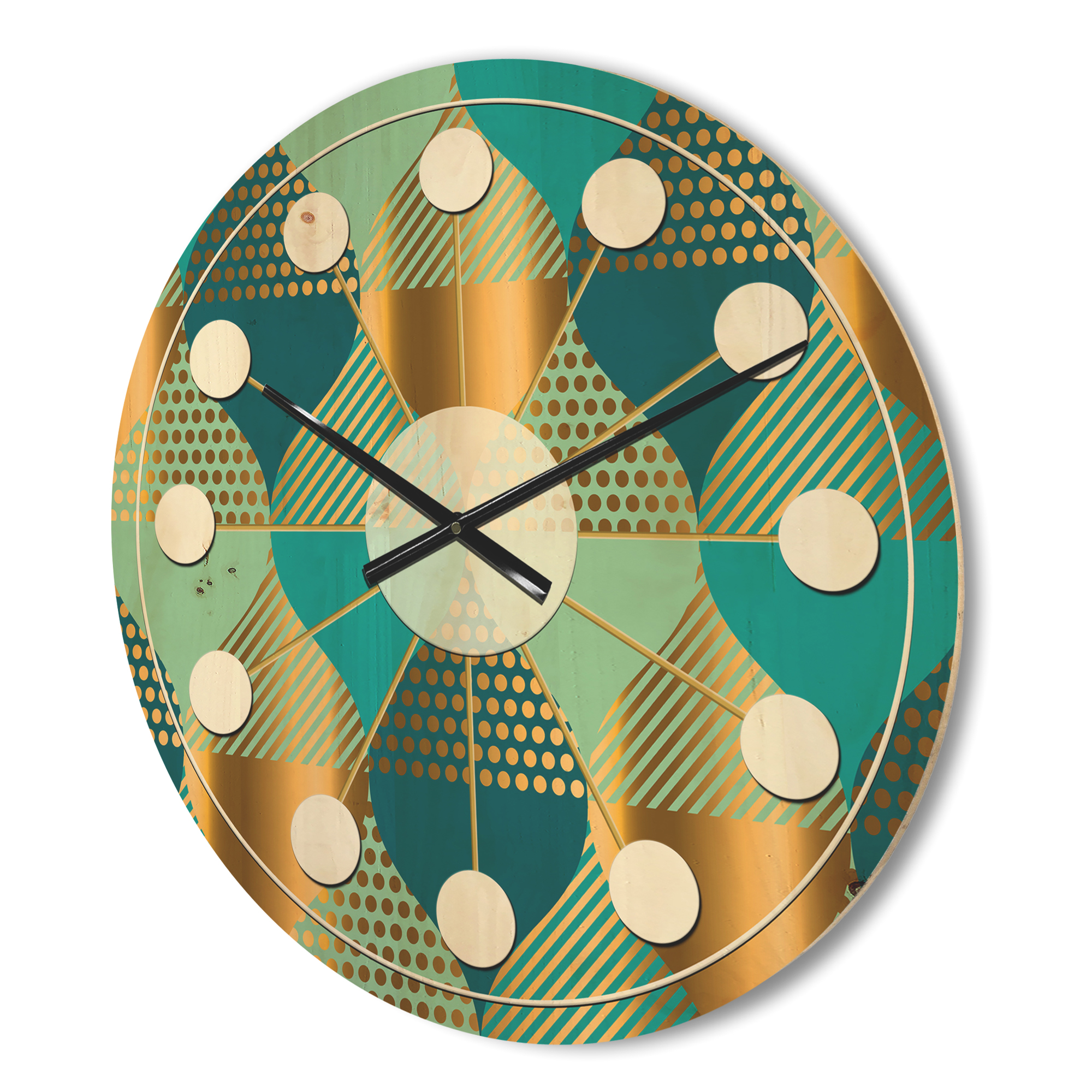 Designart 'Luxury Retro Pattern Drops II' Mid-Century Modern Wood Wall Clock