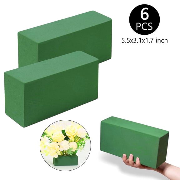 Tripumer 6 Pcs Floral Foam Blocks Green Wet and Dry Flower Foam 5.5 x 3.1 x 1.7 inch Rectangle Plant Foam for Fresh and Artificial Flower Arrangement Wedding Aisle Flowers Party Decoration