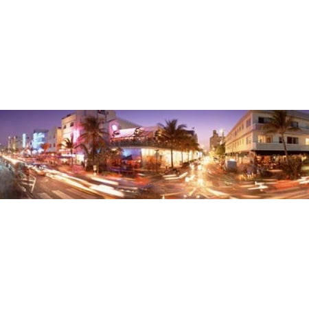 Traffic on a road Ocean Drive Miami Florida USA Canvas Art - Panoramic Images (15 x