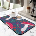 thumbnail image 2 of Botanical Beauty 19.5x12in Dish Drying Mat, Mushroom Fern Leaves & Berry Design Super Absorbent Reversible Diatom Mud Kitchen Counter, 2 of 7