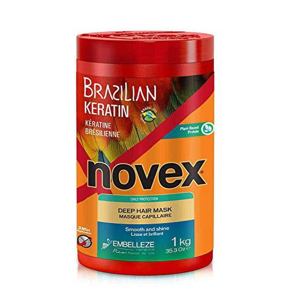 Novex Masque Capillaire Revitalisant Profond à la Kératine Brésilienne 35oz - Kératine Reconstructrice, Contrôle des Frisottis et Réparation des Dommages