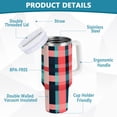 thumbnail image 2 of Yayeee 40oz Stainless Steel Tumbler with Straw and Handle Double-Wall Insulated Travel Water Bottle, Red Teal Stripes, 2 of 8
