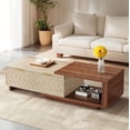 thumbnail image 1 of Fnova Table Basse Moderne Extensible avec 2 Tiroirs, Table Basse en Bois Extensible 42 Pouces-65 Pouces pour Salon, Noyer et Chêne, 1 of 12