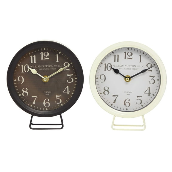 DecMode 7" Black Metal Clock, Set of 2