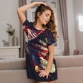 thumbnail image 3 of Sikiie Watercolor Bald Eagle Print Women's Short-sleeved Nightdress, Round Neck Pullover Nightdress Pajamas Summer Home Wear, 3 of 6