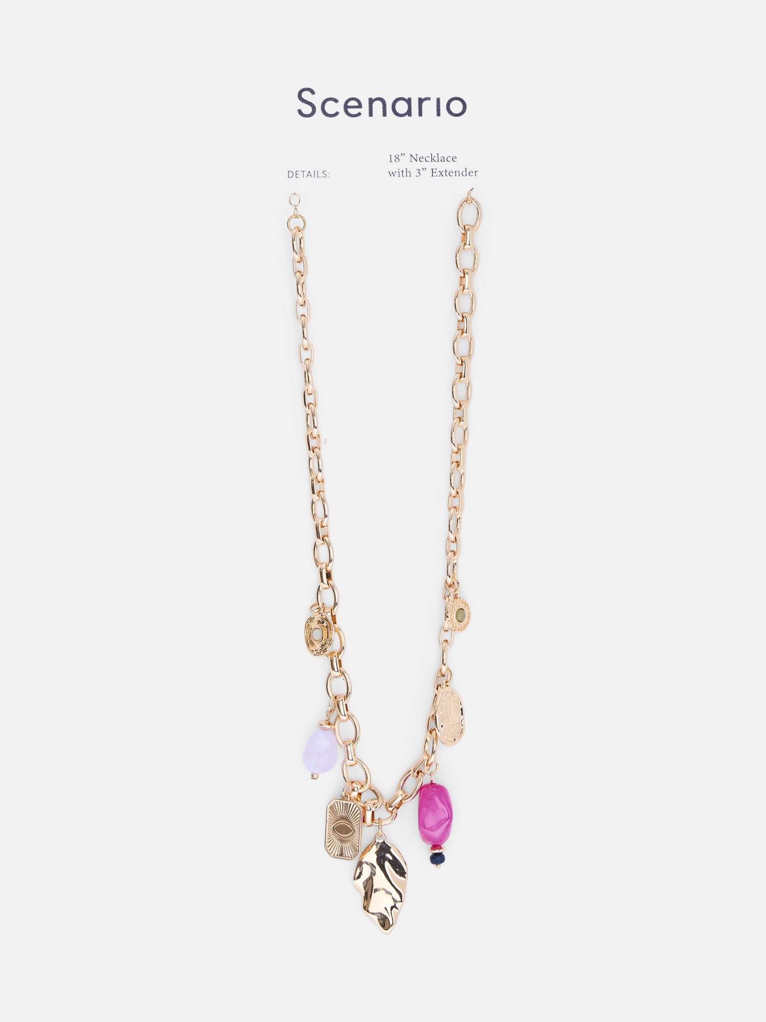 Scenario Gold Tone Multi-Charm Statement Necklace photo 3