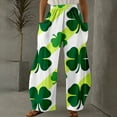 thumbnail image 3 of BLOCLOALO St Patricks Day Shamrock Pants Loose Trousers Irish Shamrock Green Pants Green Pants Irish Shamrock Green Pants Loose Waist Pants Barrel Pants Plus Size Pants Dark Blue L, 3 of 4