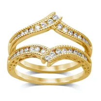 Aishvi Jewels 1.20 Ct Round Cut White Diamond Enhancer Engagement Guard Wrap Ring For Women's 14K Yellow Gold Plated 925 Sterling Silver