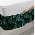 thumbnail image 2 of Palm Bed Skirt, Repeating Jungle Foliage Pattern with Exotic Leaves Tropic Rainforest Plant, Elastic Bedskirt Dust Ruffle Wrap Around for Bedding Decor, 4 Sizes, Jade Green Navy Green, by Ambesonne, 2 of 2