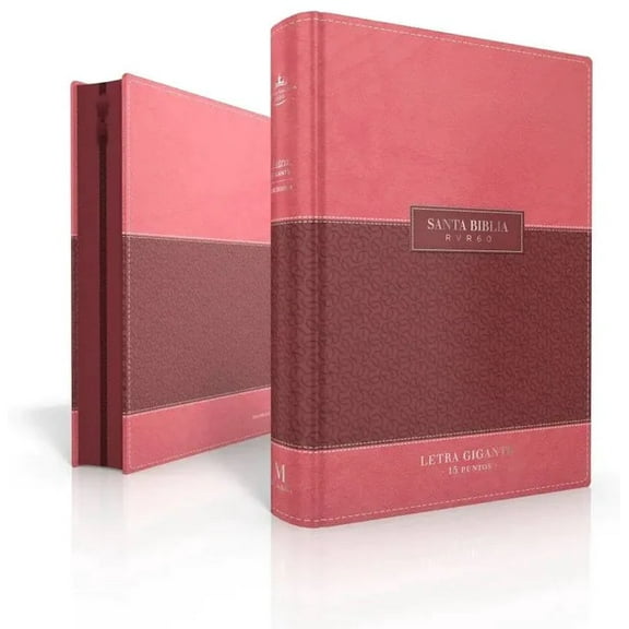 Biblia RVR 1960 Letra Gigante Símil Piel Duotone Coral Coral con Índice con Cierre