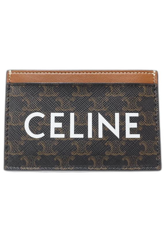 Pre-Owned CELINE Triomphe Card Holder in Tan Leather, Women's, 10B702CLY.04LU, 181626 (Good)