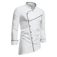 thumbnail image 2 of IROINNID Reduced Button Down Shirts for Men Stand Collar Color Matching Shirt Inclined Hem Long Sleeve Shirt,White, 2 of 5