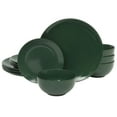 thumbnail image 2 of Gibson Home Simple Essential 12 Piece Plates and Bowls Porcelain Solid Color Dishes Ceramic Dinnerware Set - Hunter Green, 2 of 14