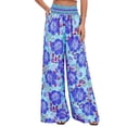 thumbnail image 3 of Wide Leg Pants Woman Summer Smocked Waist Floral Pant Wear Spring Beach Vacation Clothes for Women XL, 3 of 8