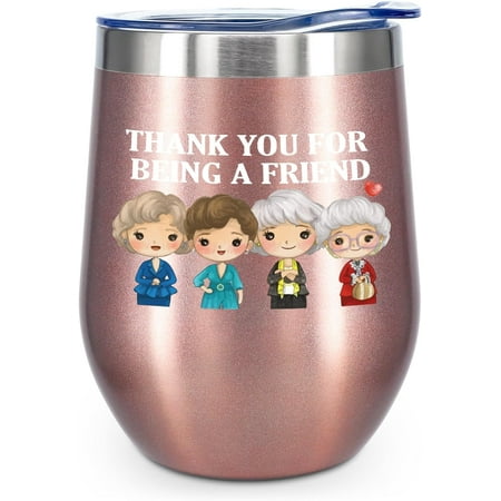 

Thank You for Being a Friend Gifts - Gifts for Best Friend Friendship Gifts for Women 12oz Wine Tumbler Coffee Cups