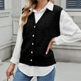 thumbnail image 6 of Sakmal Button Down Fall Sweaters for Women Soft Black Pullover Sweater Vest Trendy Solid V Neck Sleeveless Sweaters for Women, 6 of 7