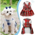 thumbnail image 4 of Dalrosia Pet Dress Clothes for Small Dogs Cats Girl Plaid Bow Tie Dog Harness Dresses Leash Set with Pearls Bow Accessories Birthday Puppy Dress Shih Tzu Yorkies Chihuahua Outfits, 4 of 7