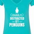 thumbnail image 4 of Inktastic Easily Distracted by Penguins Women's V-Neck T-Shirt, 4 of 5