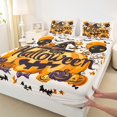 thumbnail image 3 of jejeloiu Halloween Spooky Pumpkin Twin Sheet Sets,Purple Kawaii Bowtie Twin Fitted Sheet,Happy Halloween Bats Flat Sheet For Child,Ultra Soft Bedroom Decorative,3-Piece, 3 of 7
