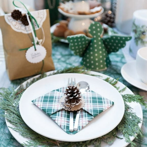 Paper Napkins Chequers green