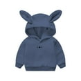 thumbnail image 2 of Spazoro Toddler Girls Loose Sweatshirts Hoodie, Rabbit Ear Casual Long Sleeve Warm Comfy Soft Pullover for Kids Girls Blue Size 2 T, 2 of 3