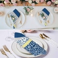 thumbnail image 2 of Blue Yellow Cloth Napkins, Botanical Floral Motifs Wildflower Striped Washable and Reusable Dinner Napkins Set of 8, Table Napkin for Kitchen Party Birthday Wedding Hotel Housewarming 20"x20", 2 of 8