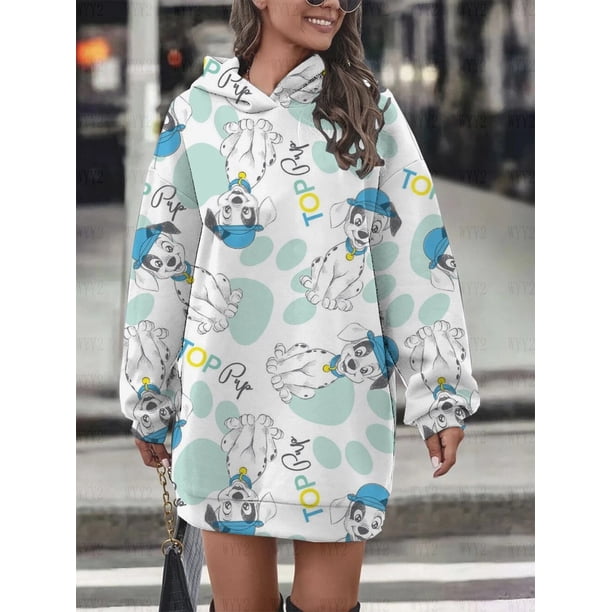 Sudadera con capucha de animales de Disney para mujer, moda Retro de Dálmatas, sudadera de dibujos animados, Jersey Harajuku lindo, vestido con bolsillo, Top