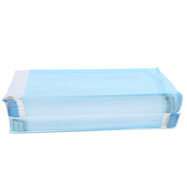 Bolsas autosellantes de 200 piezas para suministros dentales, bolsa de PVC, película transparente azul para esterilización (135 x 310 mm)